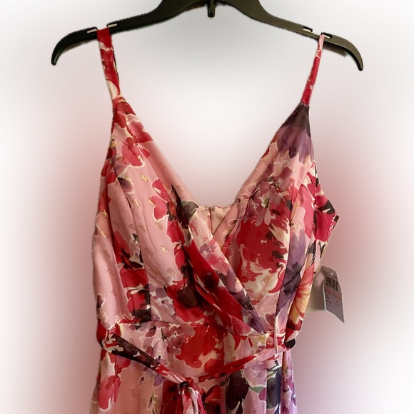 NWT NW Nightway Women’s Long Floral Mock Wrap Dress size 10 - Picture 5 of 15
